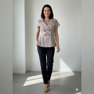 RARE Oblique Creations Viscose Made in Italy Double Breasted Short Sleeve Blazer